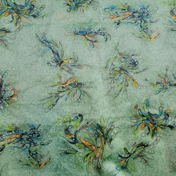 Vintage Green Abstract Fabric, 44x154 - Picture 4 of 6